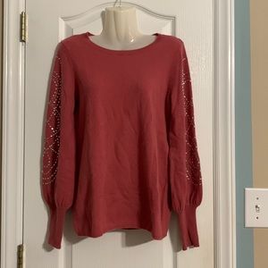 Neiman Marcus Cashmere Collection Small Pink Bejeweled Cashmere Sweater